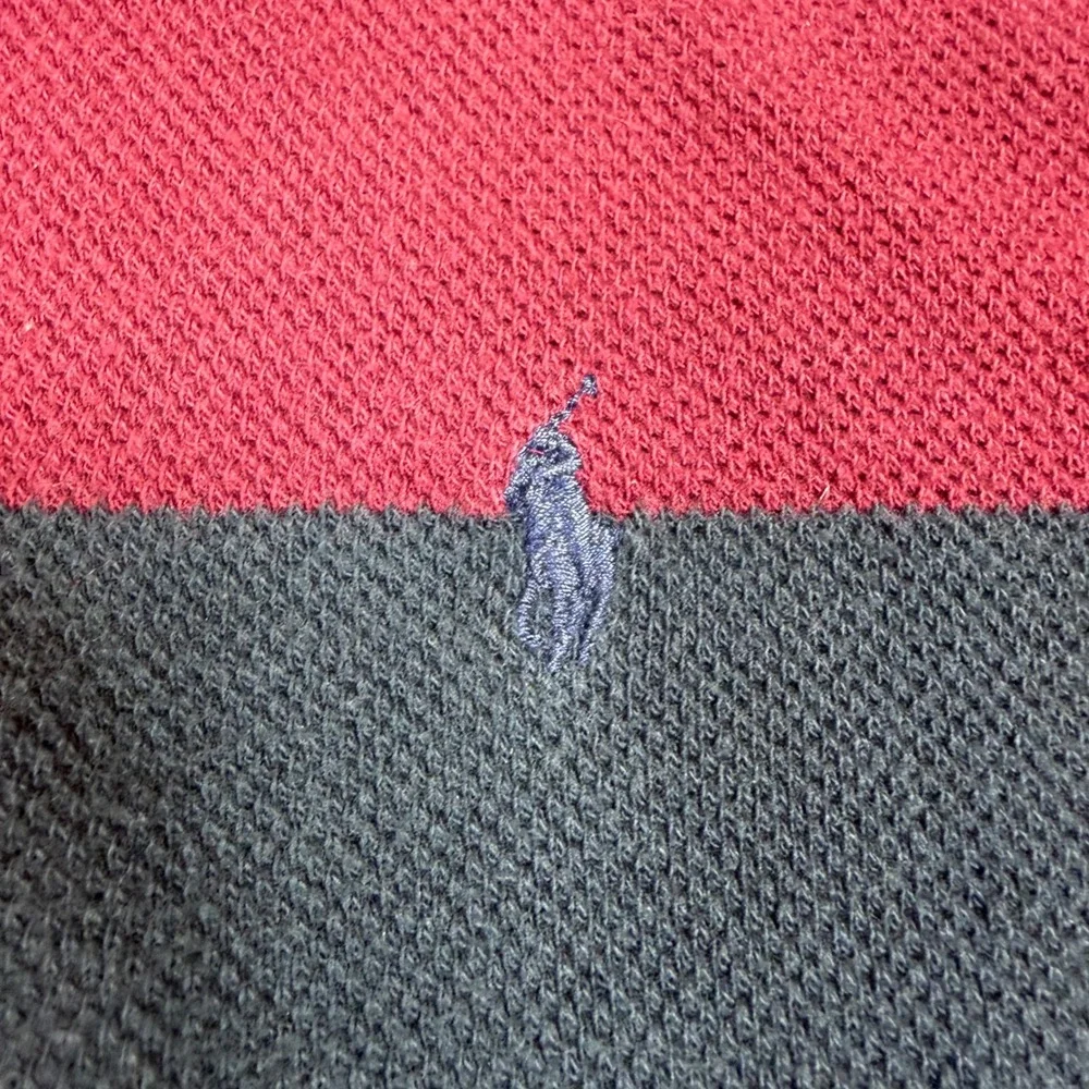 Vintage 90s Polo Ralph Lauren Striped Polo Shirt Mens XL Navy Burgundy Cotton